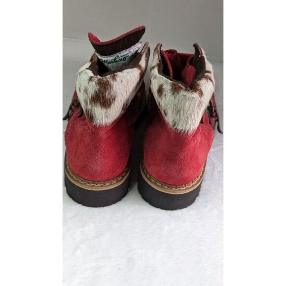 MARTINO of Canada Red ALPINE Leather Boot Womens Sz 9 Brass Metal Buckle Closure - Picture 4 of 12